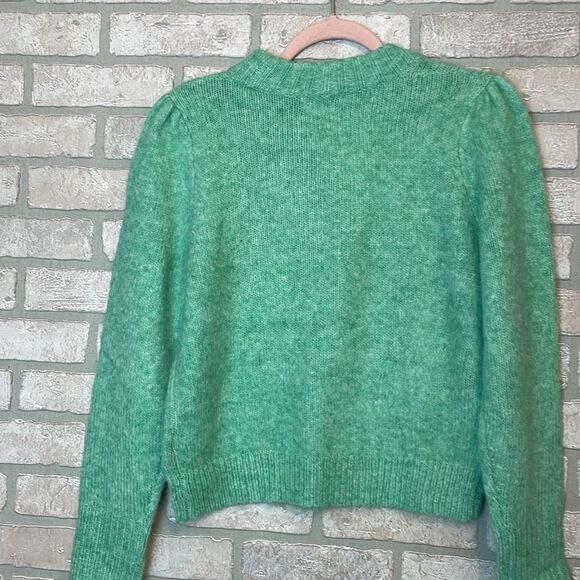 NWT J. Crew fuzz puff sleeve Green sweater size M Alpaca Blend - Picture 7 of 10